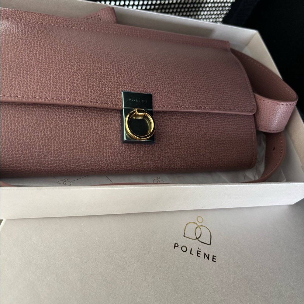 Polene Dusty Rose Crossbody Bag with Gold Hardware